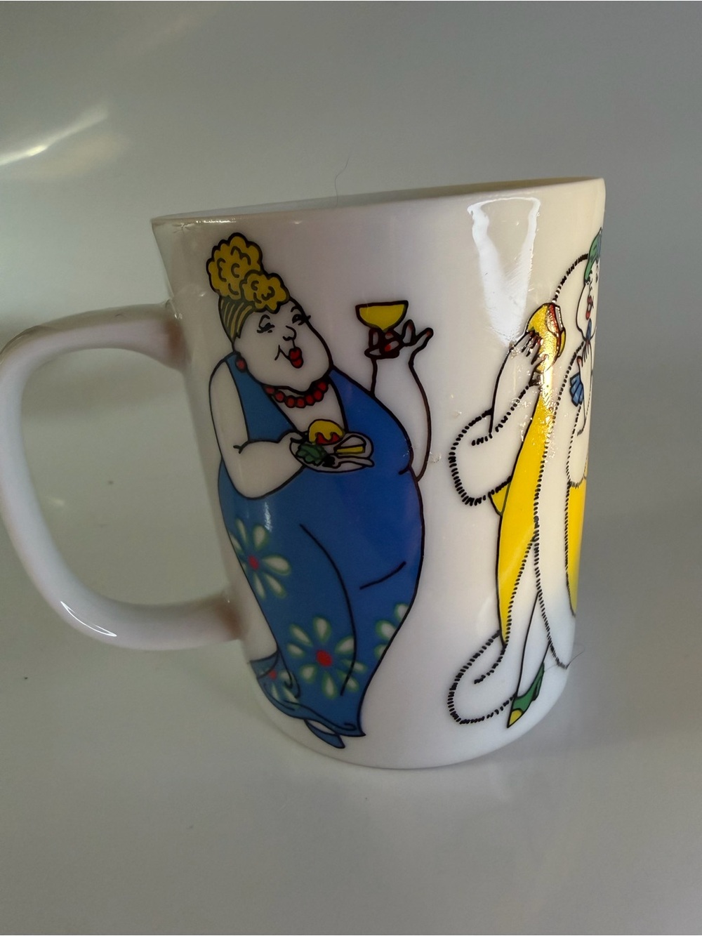 Vintage 1979 “Fat is Beautiful” mug with illustrated Ladies